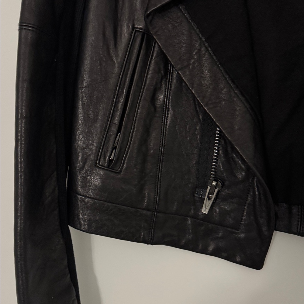 Veda Black Leather Jacket for Women XS - Picture 4 of 6